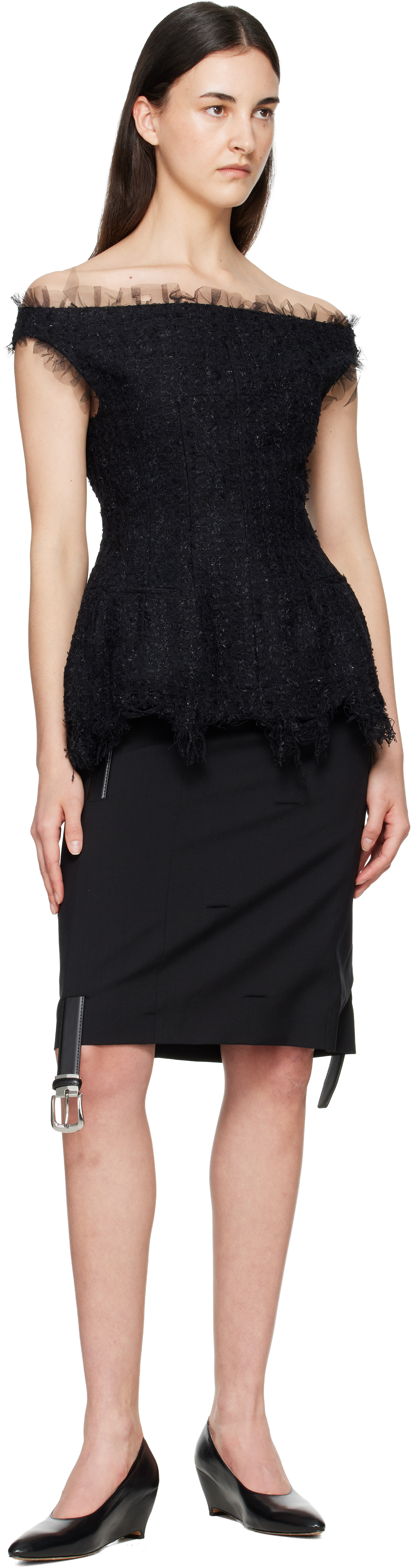Black Vendome Tweed Top