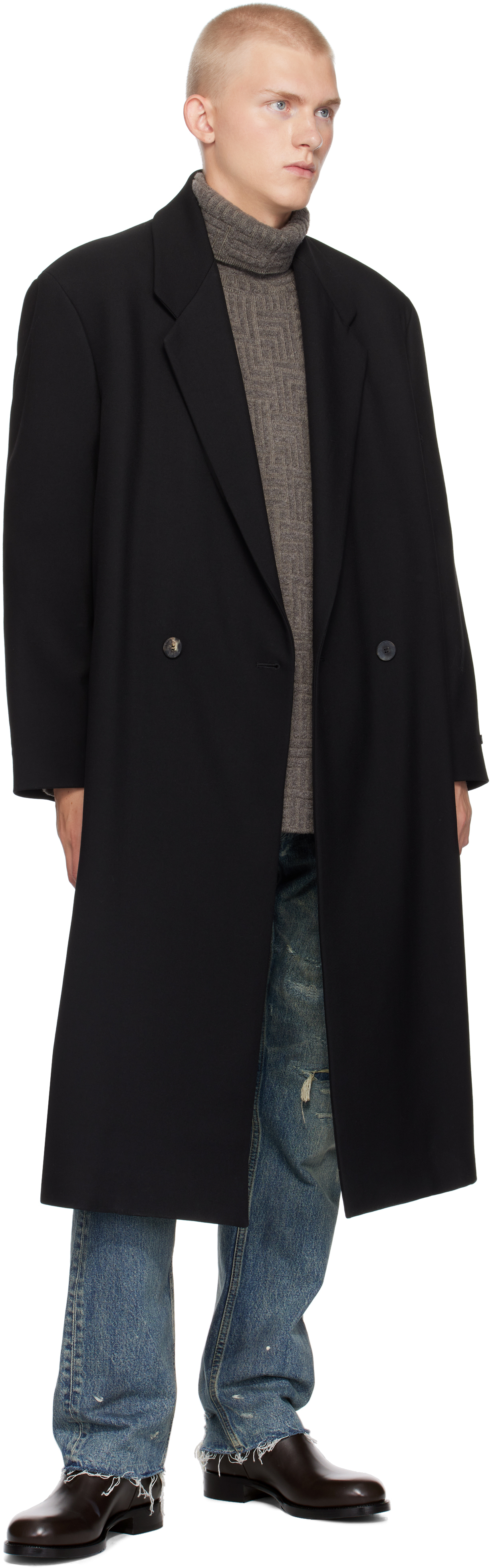 Fear of God Black Wool Gabardine Classic Coat