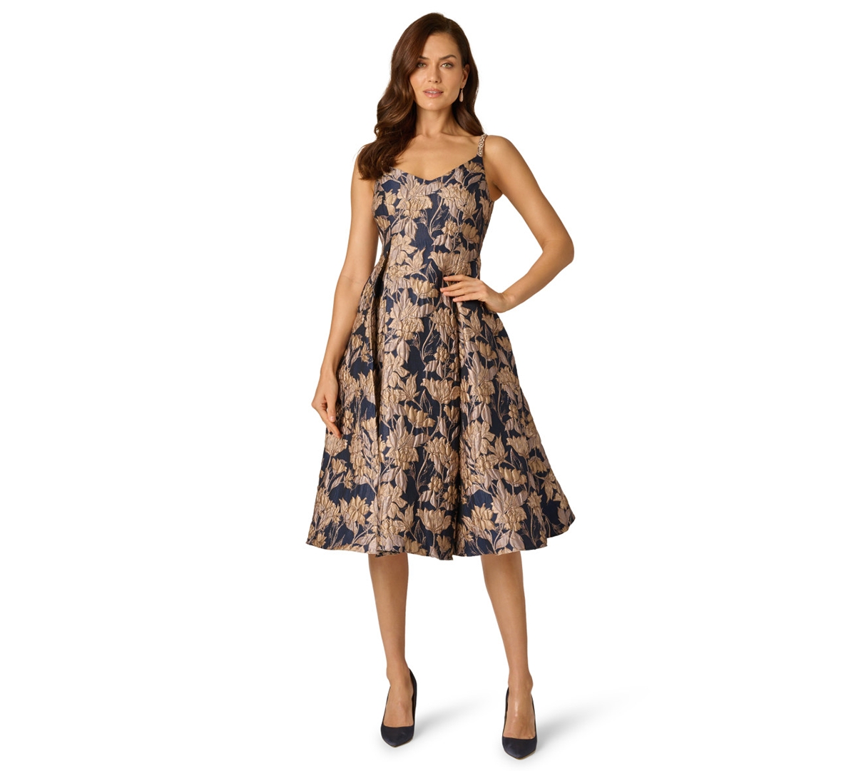 Women's Sleeveless Sweetheart Dress - NAVY/ROSEGOLD