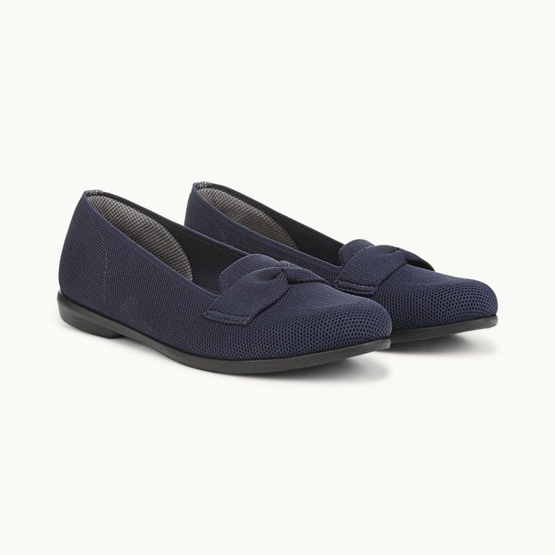 For Kandi Moc Loafer Shoes Sapphire Blue Knit Fabric