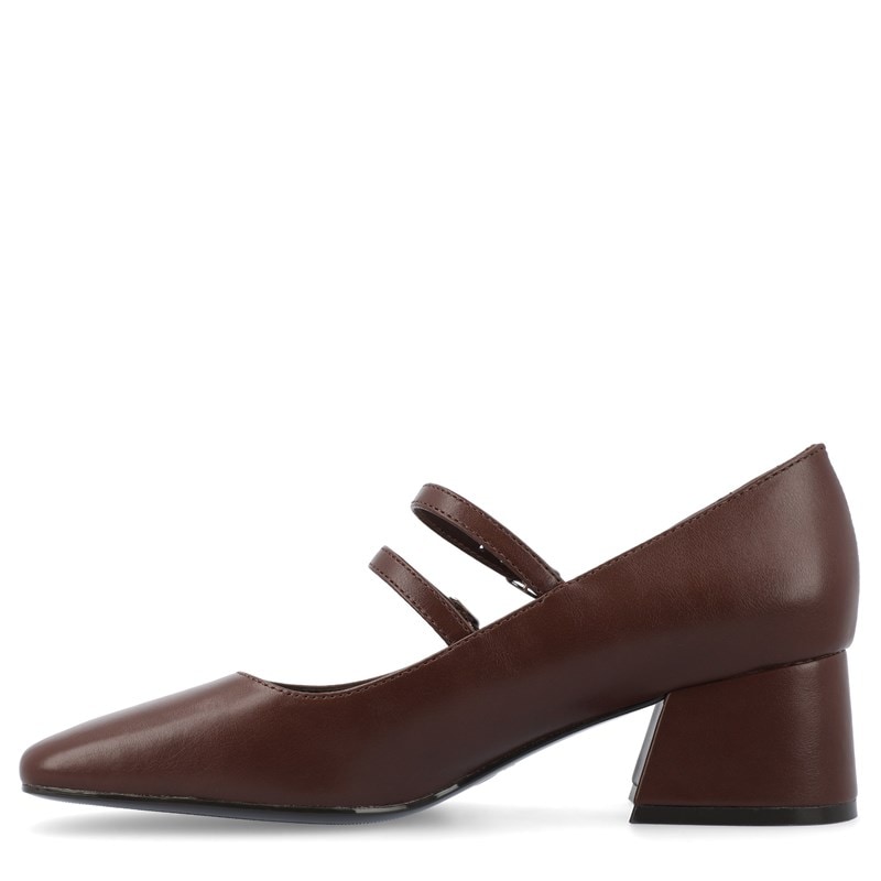 Women's Nally Mary Jane Pump Shoes (Brown Faux Leather)