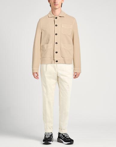 Man Jacket Beige Size L Cotton, Elastane