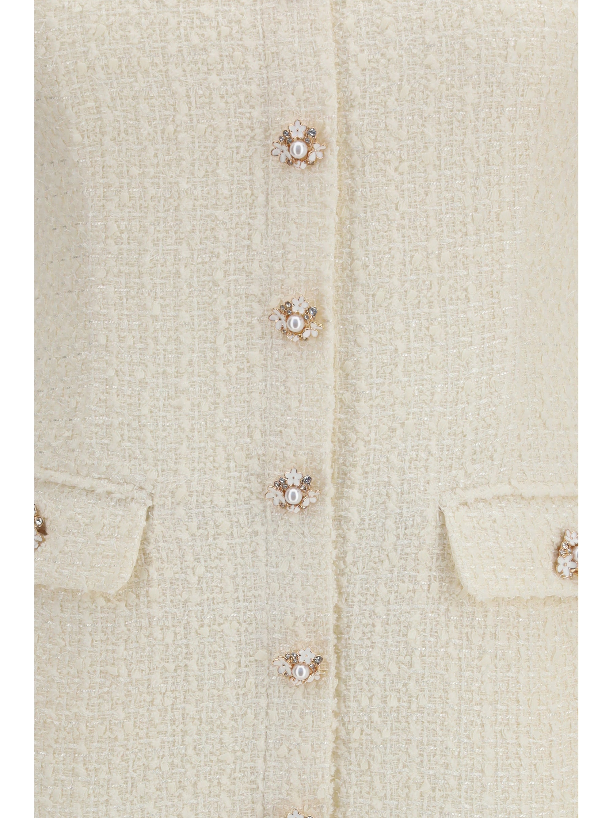 Bouclé Tailored Mini Dress — Beige