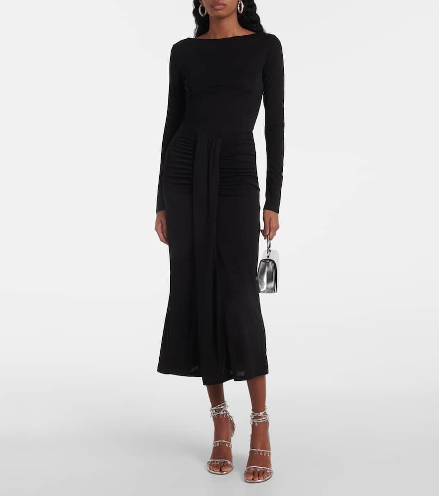 Ruched jersey midi dress