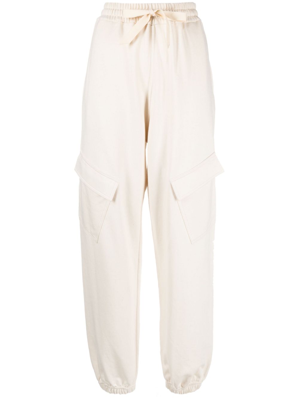 Drawstring-waist cotton track pants - Neutrals