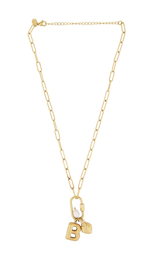 Petit moments Carabiner Initial Charm Necklace in Metallic Gold. - F also in O