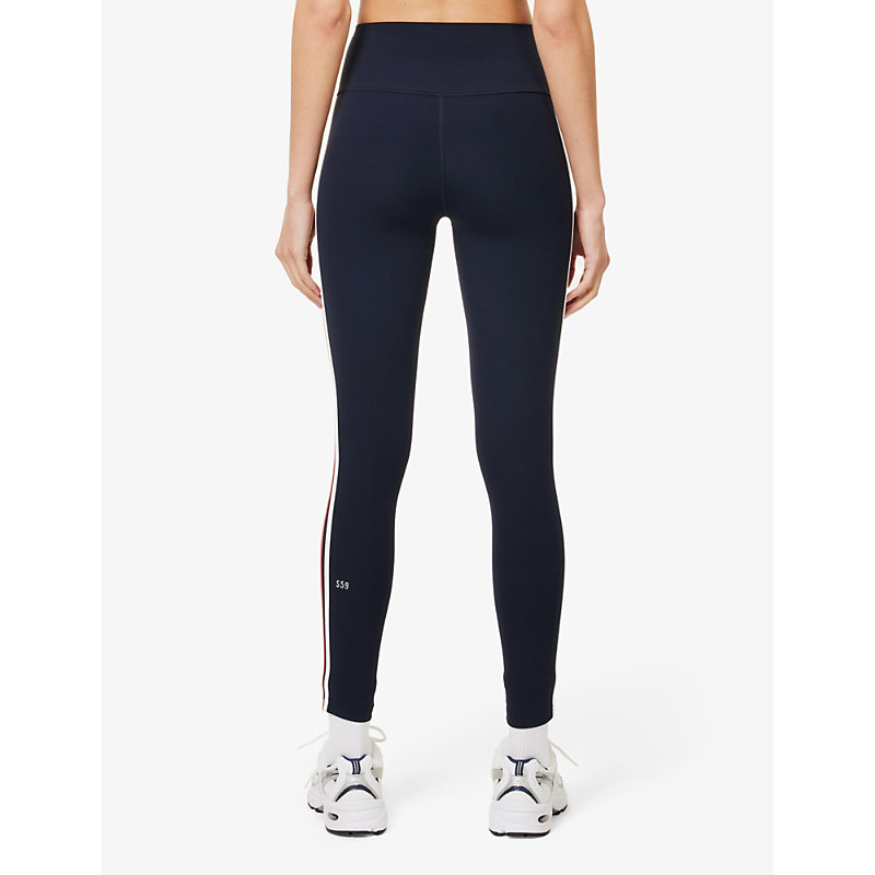 Womens Indigo/melon Ella High-rise Side-stripe Stretch-woven Leggings