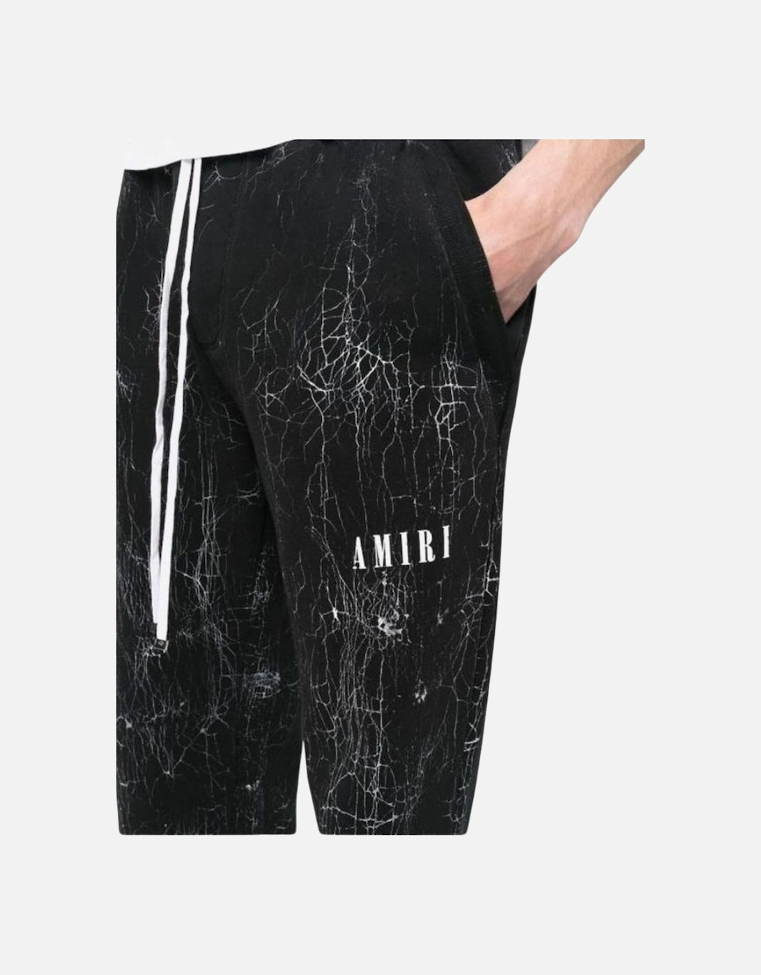 Men's Amiri Cracked Dye Logo Black Sweat Pants - Size: 35/34/32
