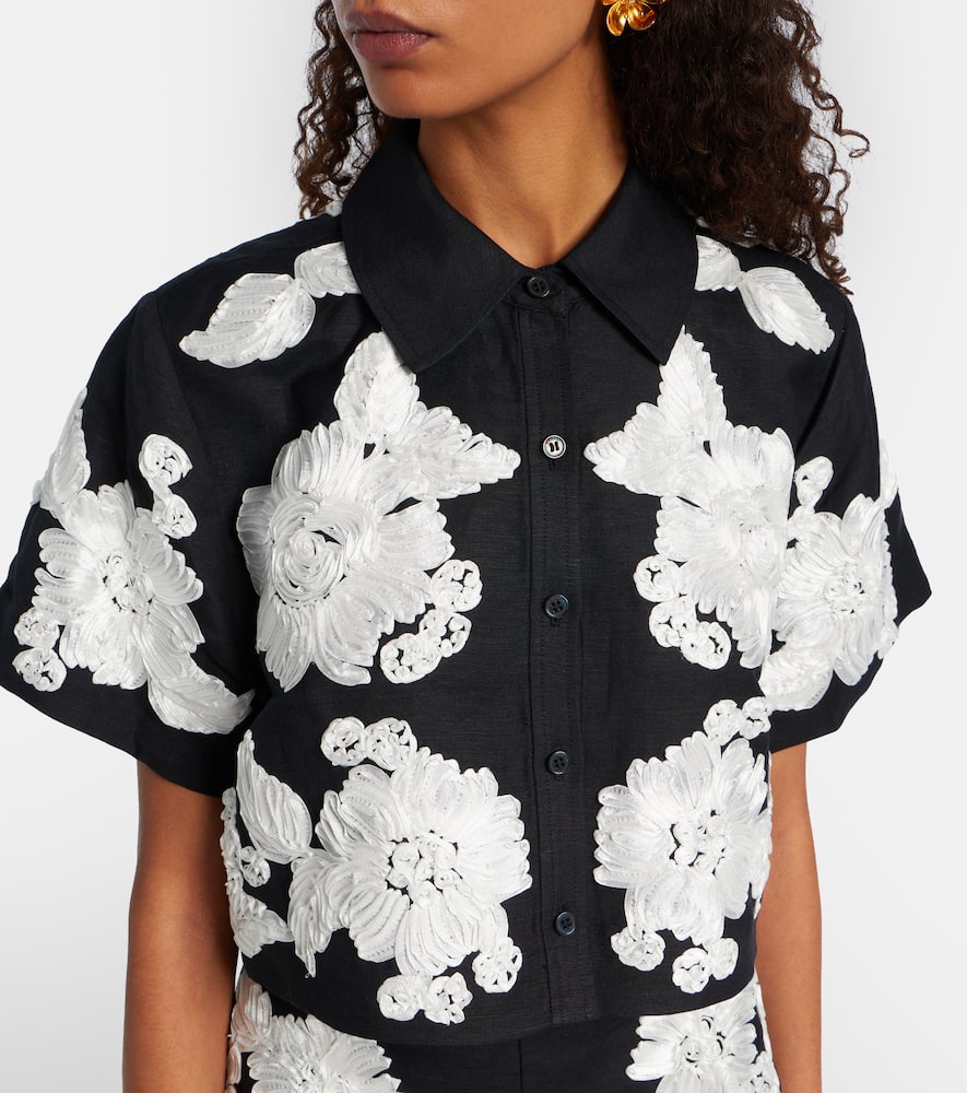 Callie embroidered linen-blend shirt