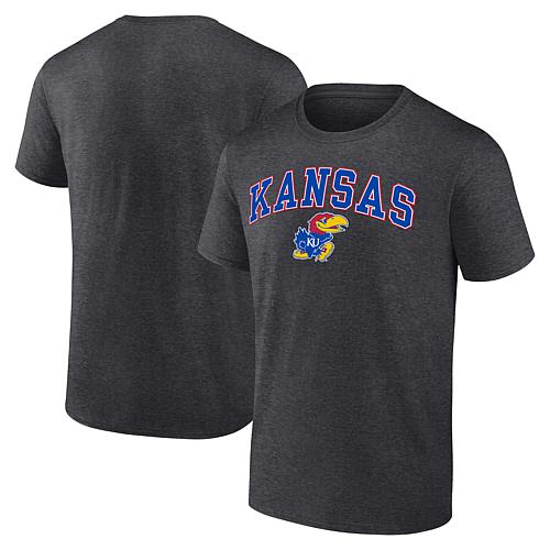 Men's Fanatics Heather Charcoal Kansas Jayhawks Campus T-Shirt - Size Small