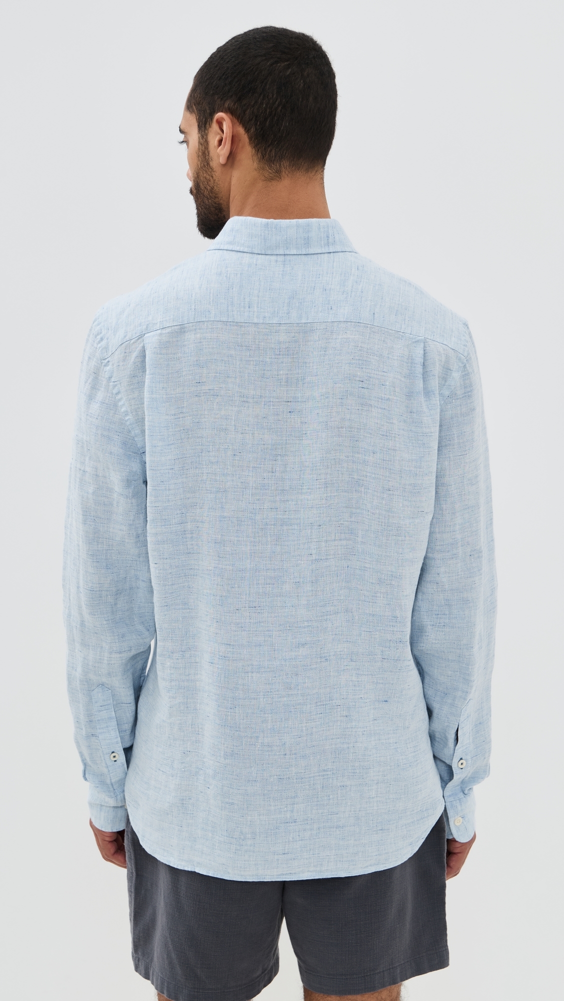 Faherty Linen Laguna Shirt Light Blue Melange