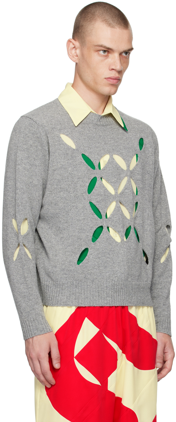 Stefan Cooke Gray Slashed Sweater