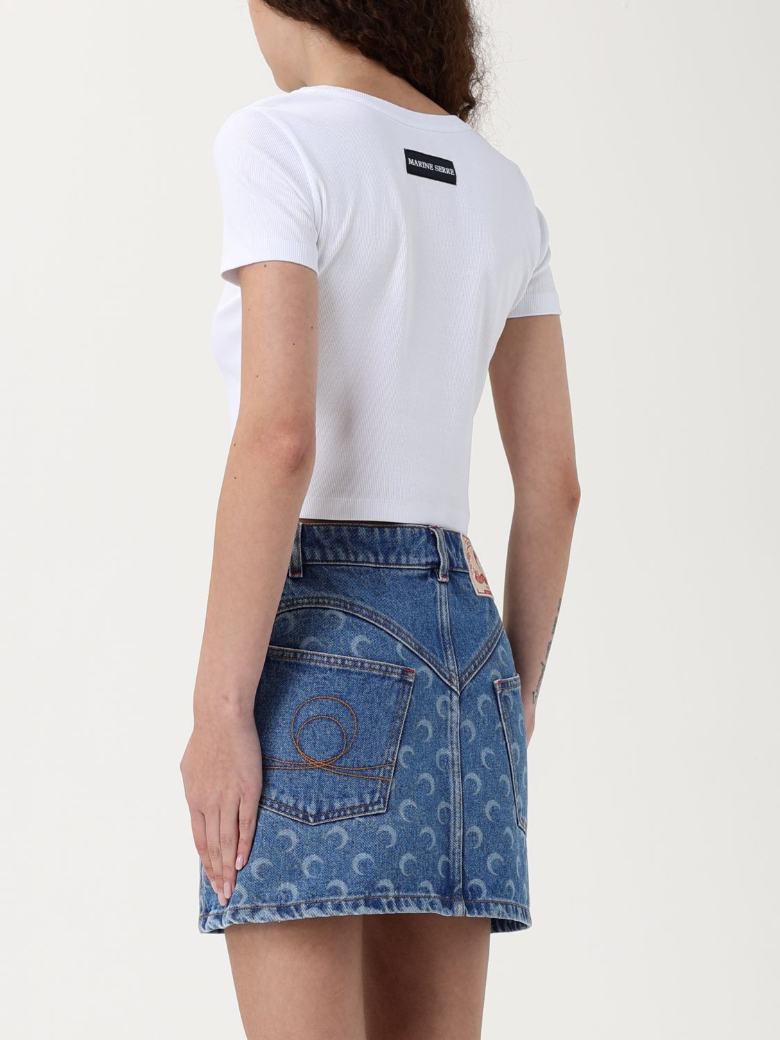 Moon-logo cut-out T-shirt - White