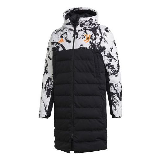 Juve Ssp Dwcoat Juventus Colorblock Soccer/Football mid-length Sports hooded down Jacket Black