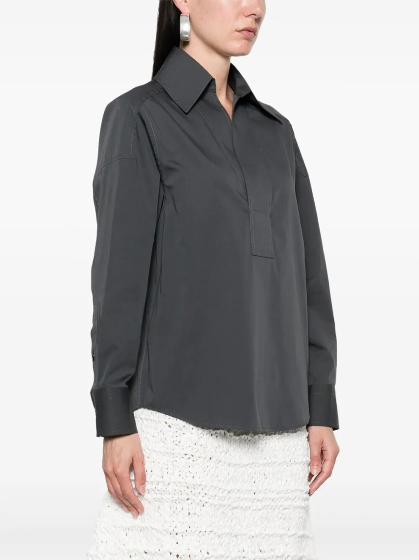 Blue Cotton And Silk Shirt