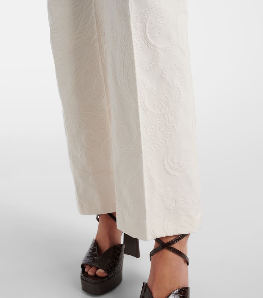 Paisley jacquard cropped flared jeans