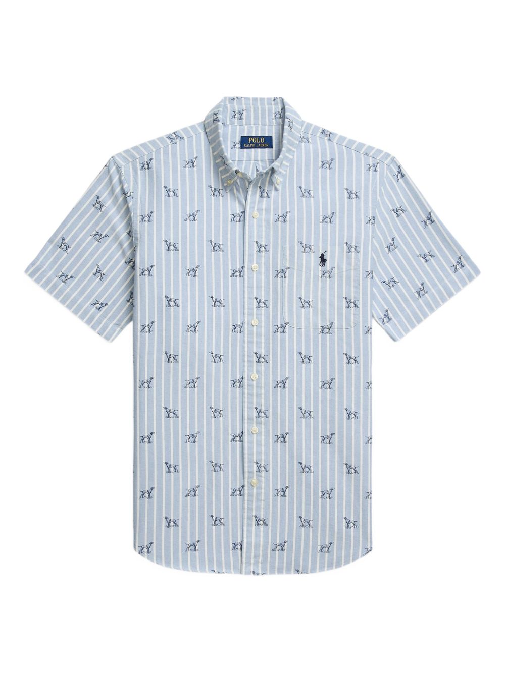 Dog-print striped shirt - Blue