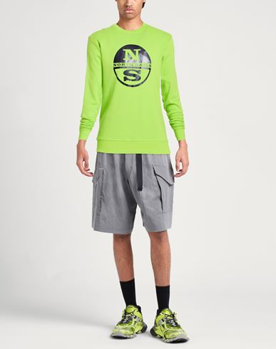 Man Sweatshirt Lime green Size L Cotton, Polyester