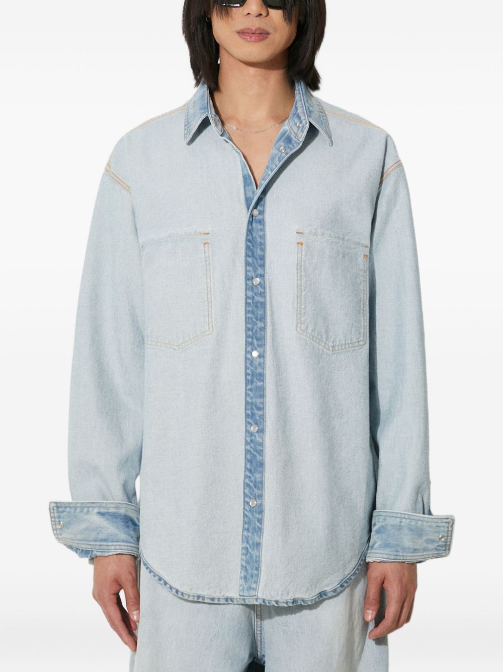 Inside-out denim shirt - Blue