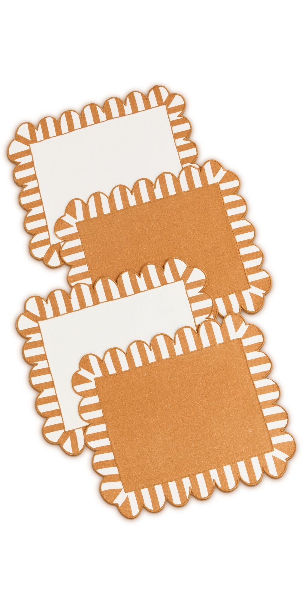 Scalloped Stripe Double Sided Placemats Set of 4 Amber One Size