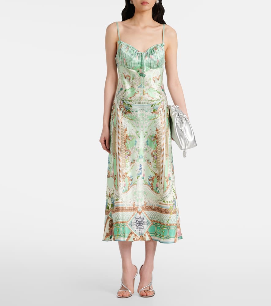 Gathered silk midi dress
