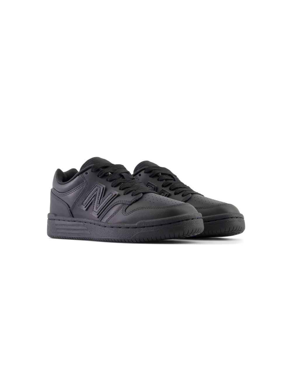 Lace-up leather trainers - Black