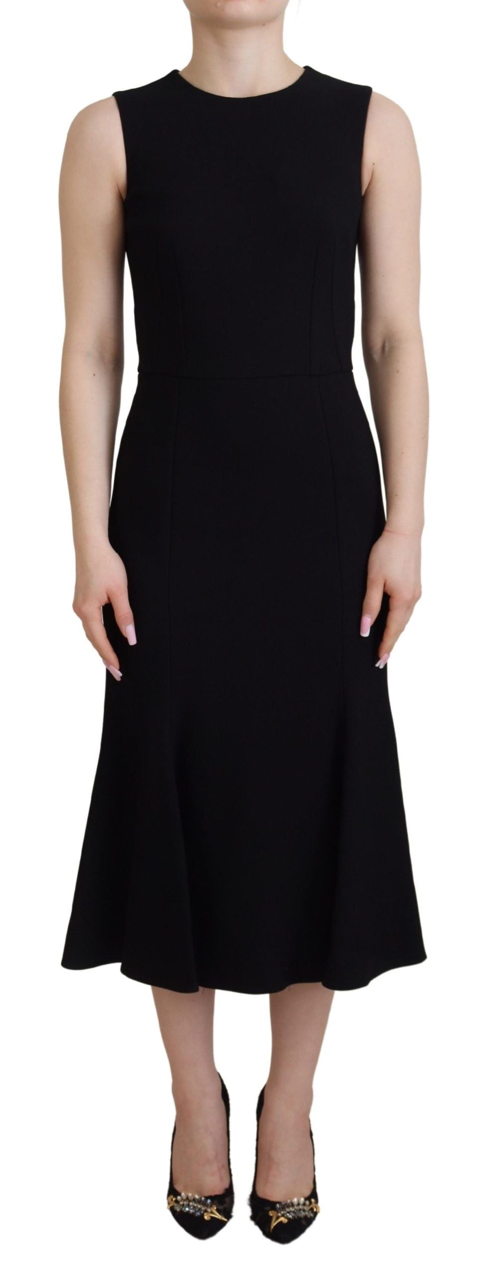 Sheath Flare Viscose Dress — Black