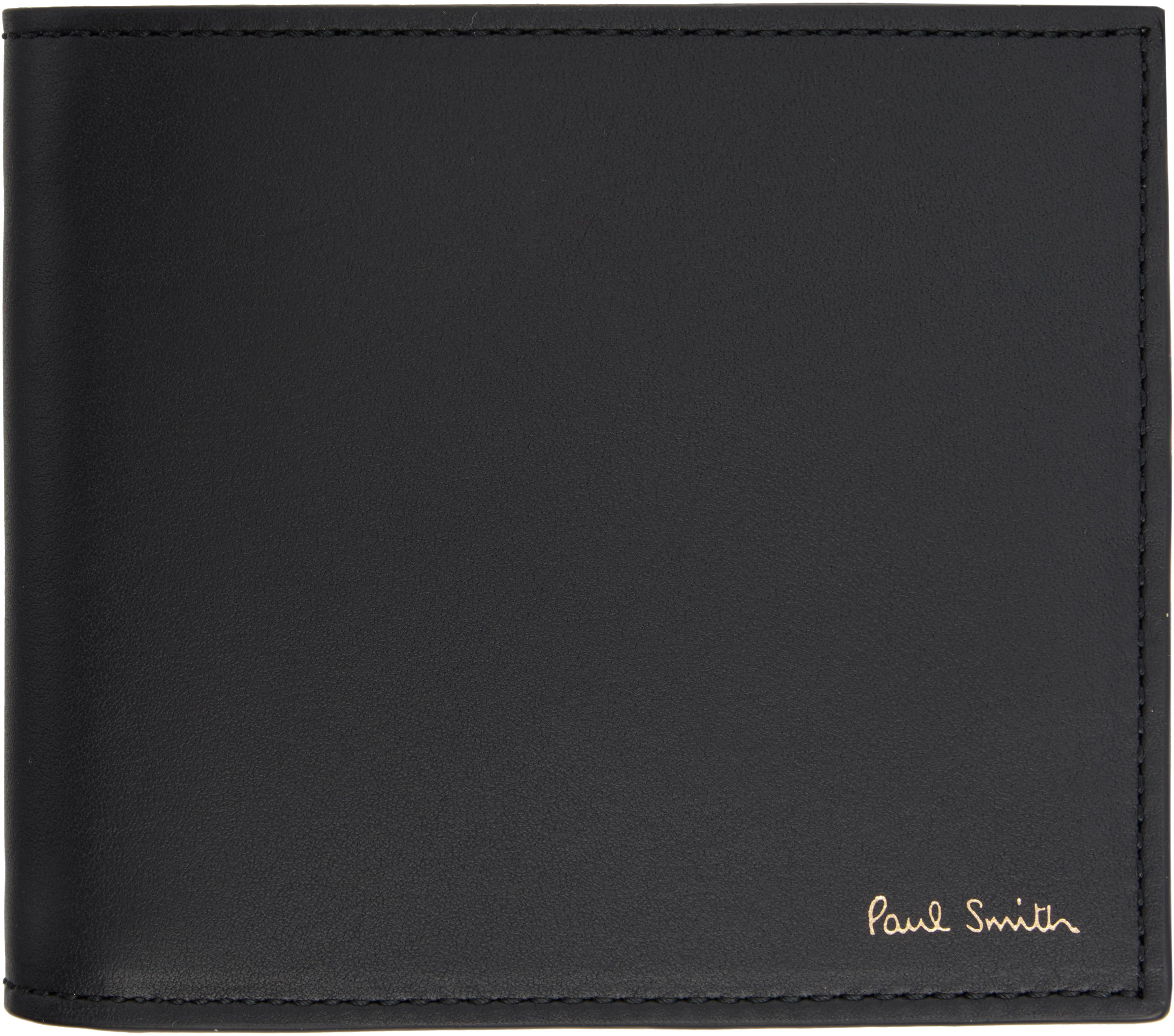 Black Leather 'Signature Stripe' Interior Billfold Wallet