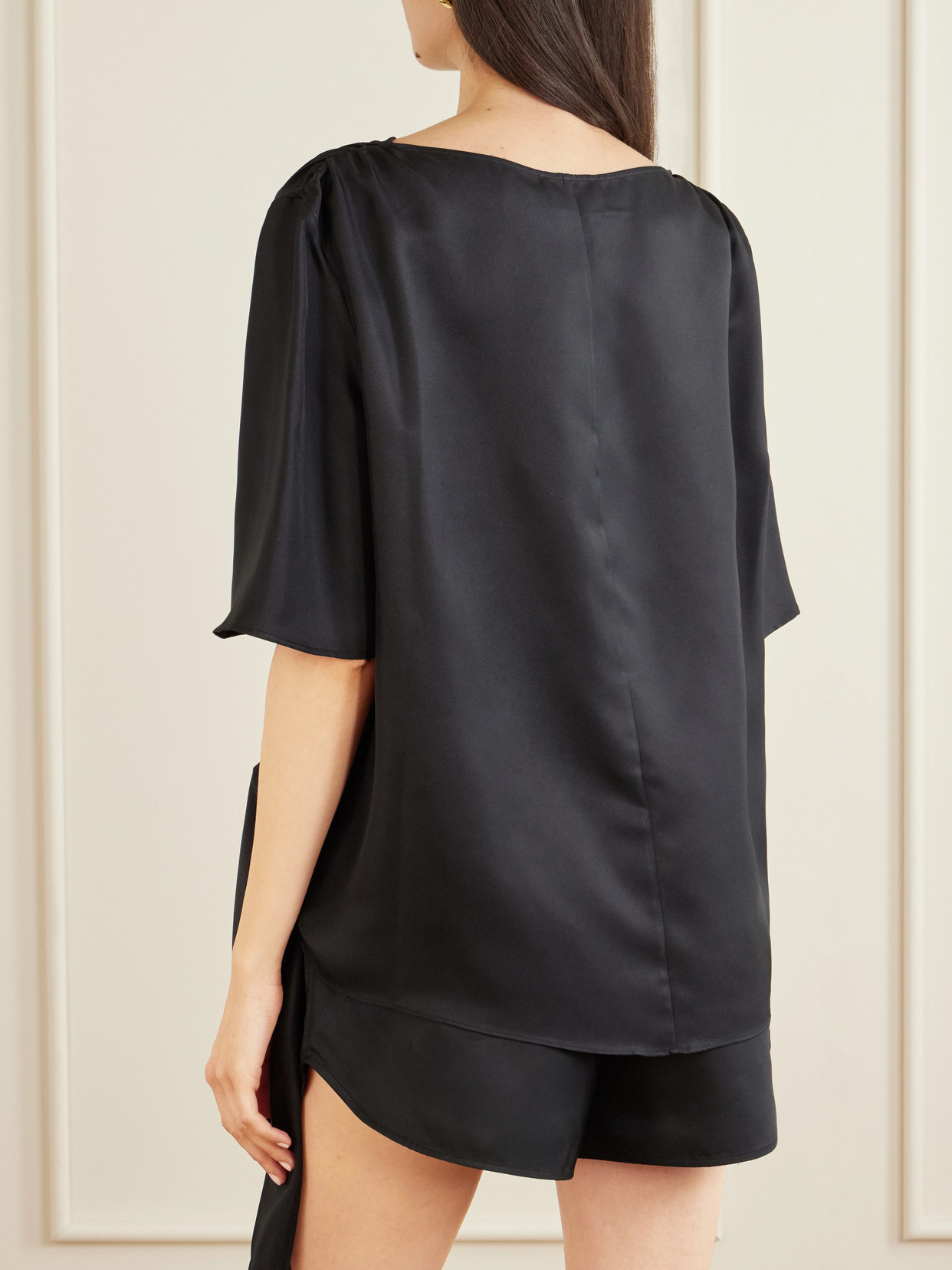Mano Knotted Silk-twill Blouse - Black