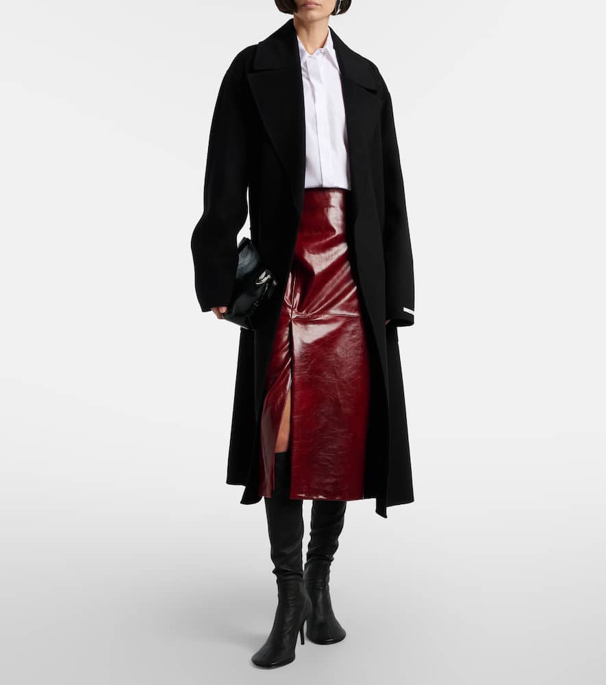 Belted virgin wool wrap coat