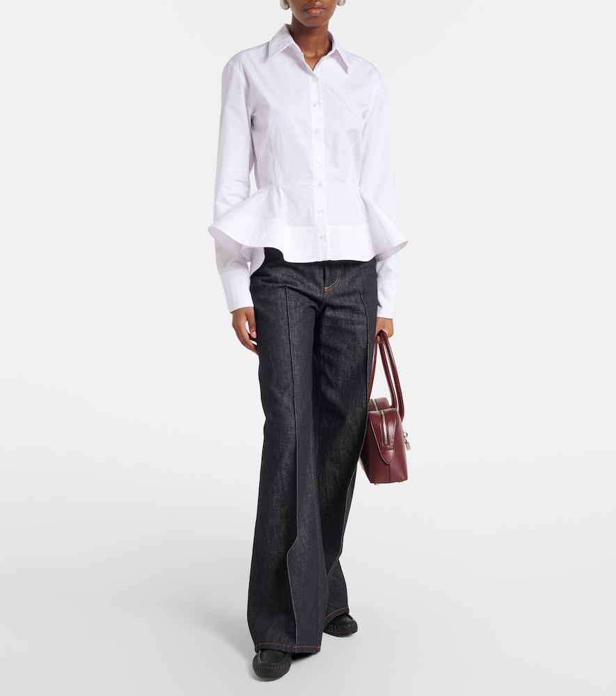 Peplum cotton poplin shirt