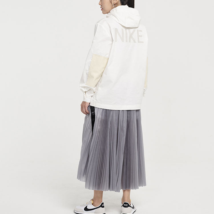 Sportswear Half Zipper Sports Hooded Jacket White