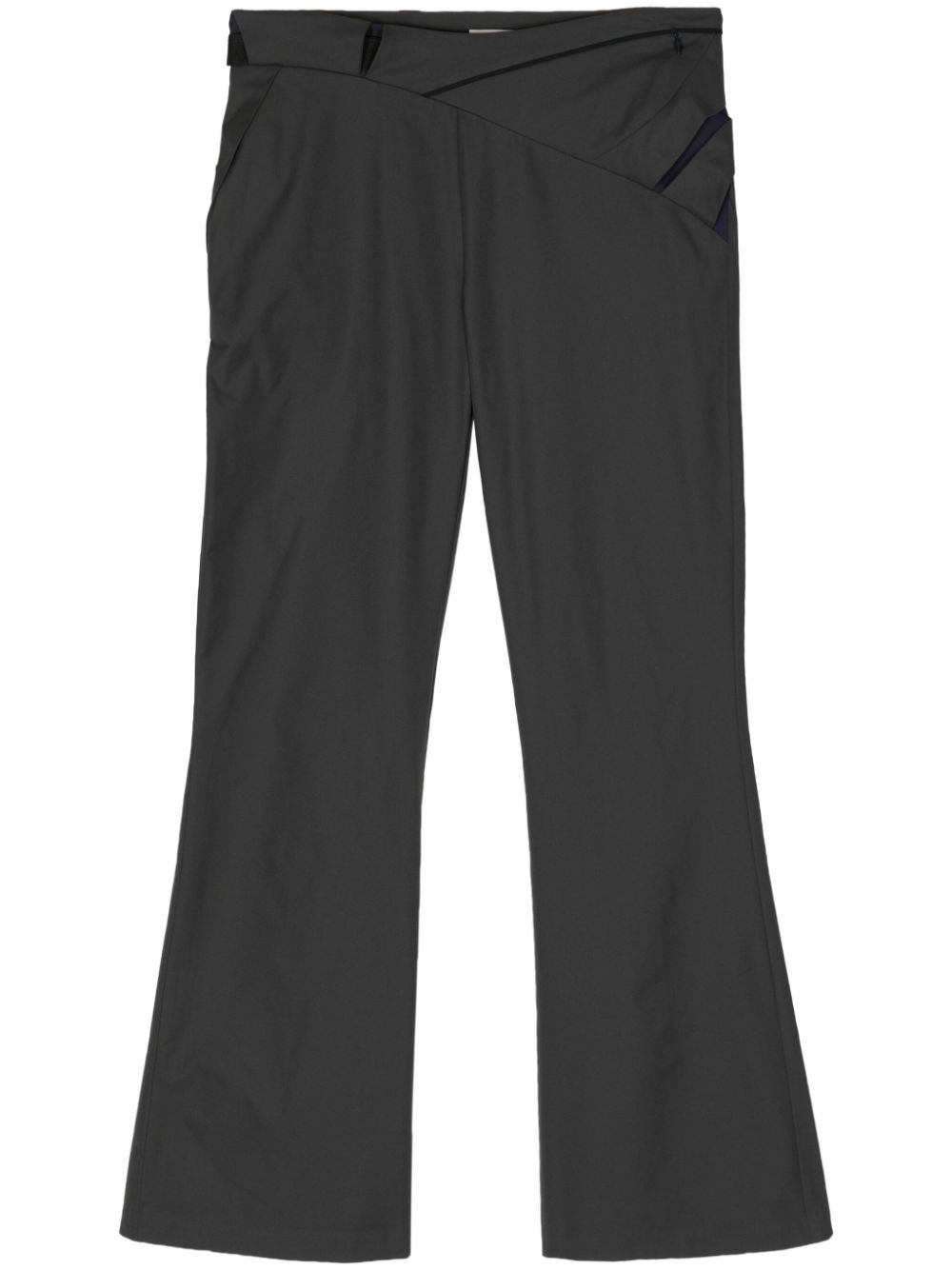 Belted cropped taffeta trousers - Grey