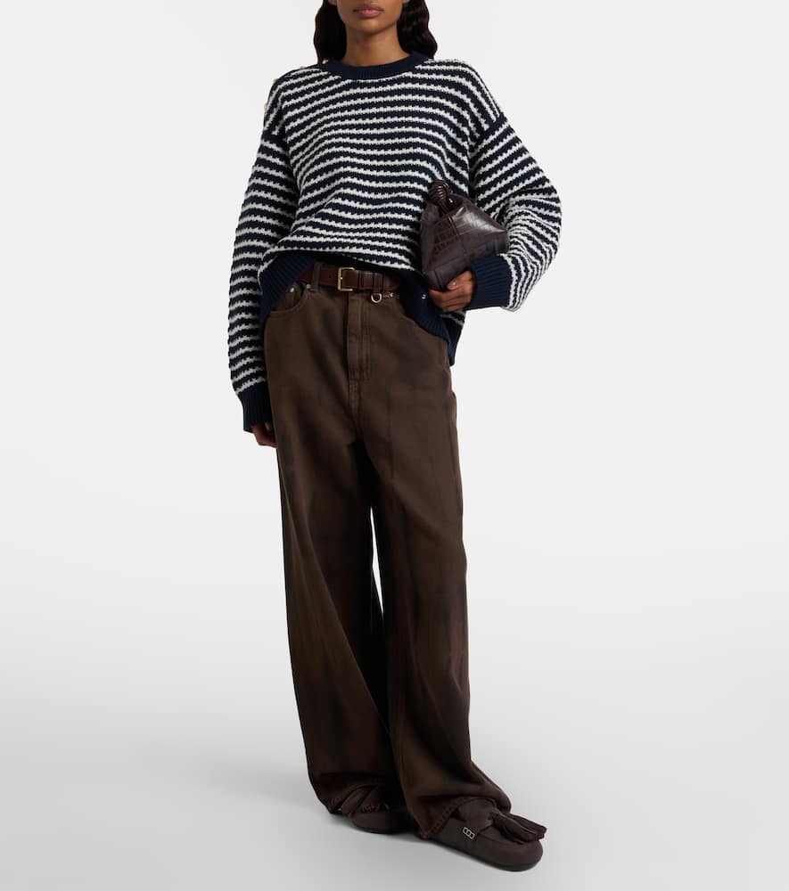 Striped wool and cotton sweater