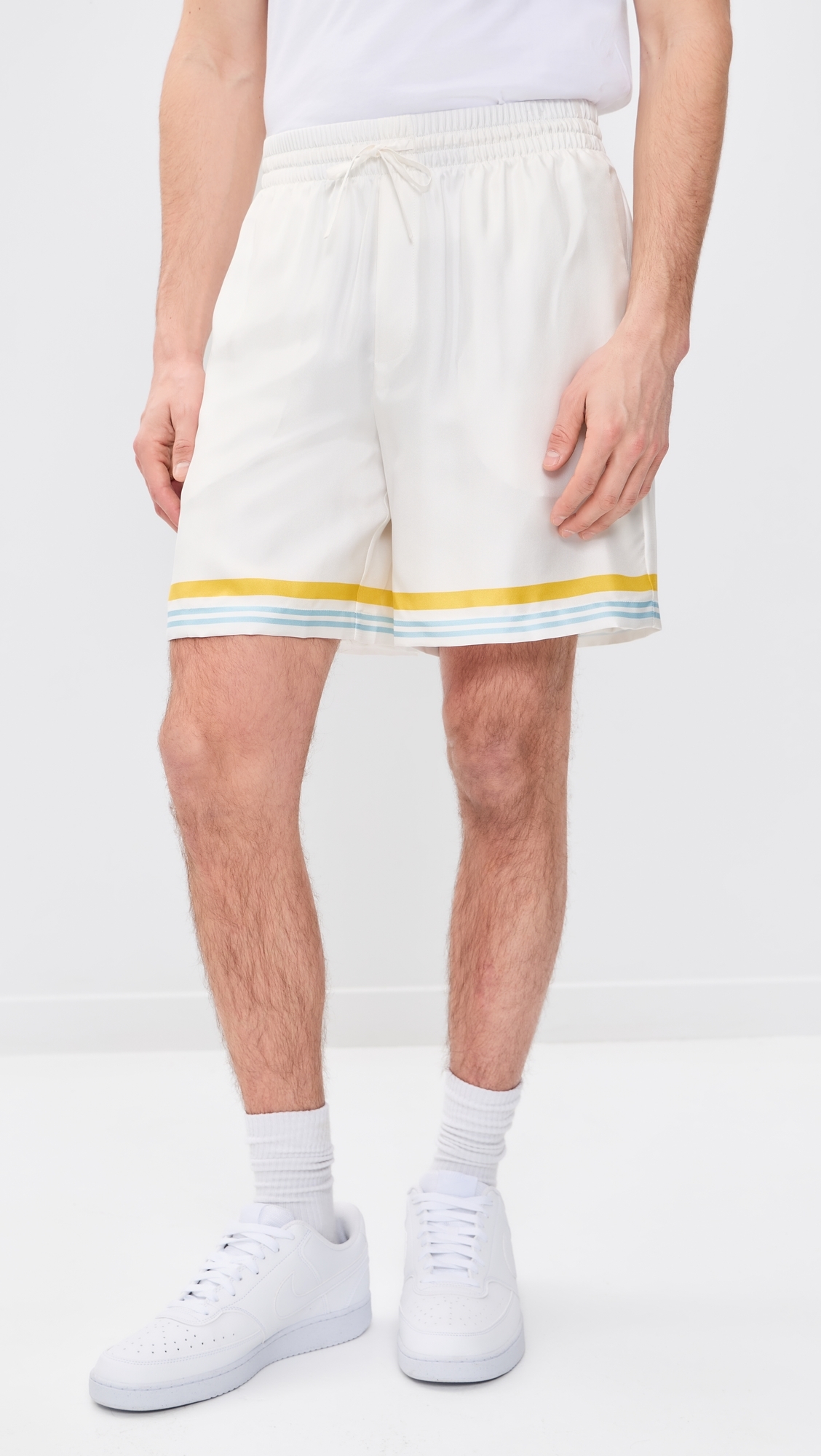 Tennis Landscape Silk Shorts White