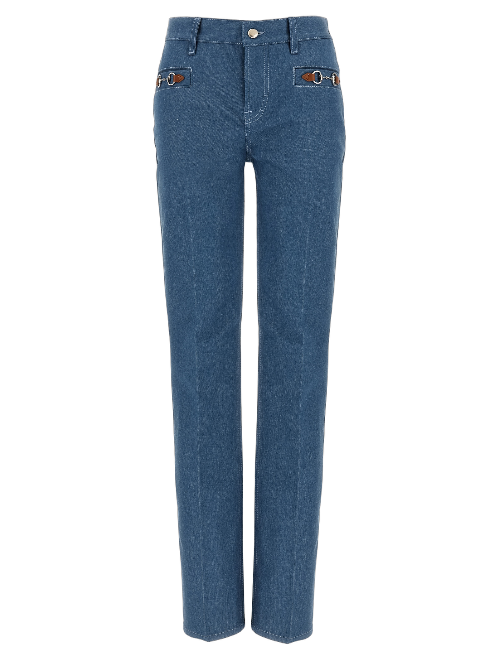 Cotton Straight-Leg Jeans — Blue