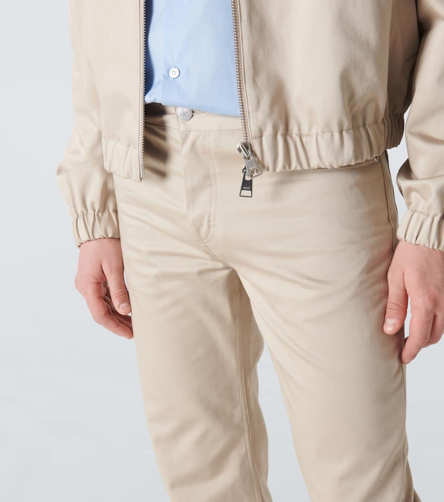 Cotton satin straight pants
