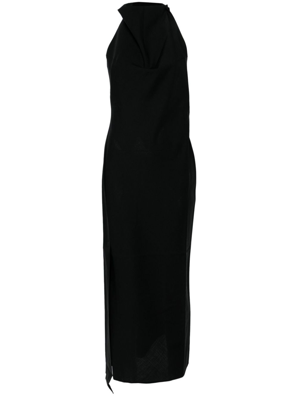 Halterneck virgin wool maxi dress - Black