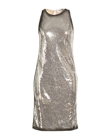 Woman Midi dress Silver Size 8 Polyester