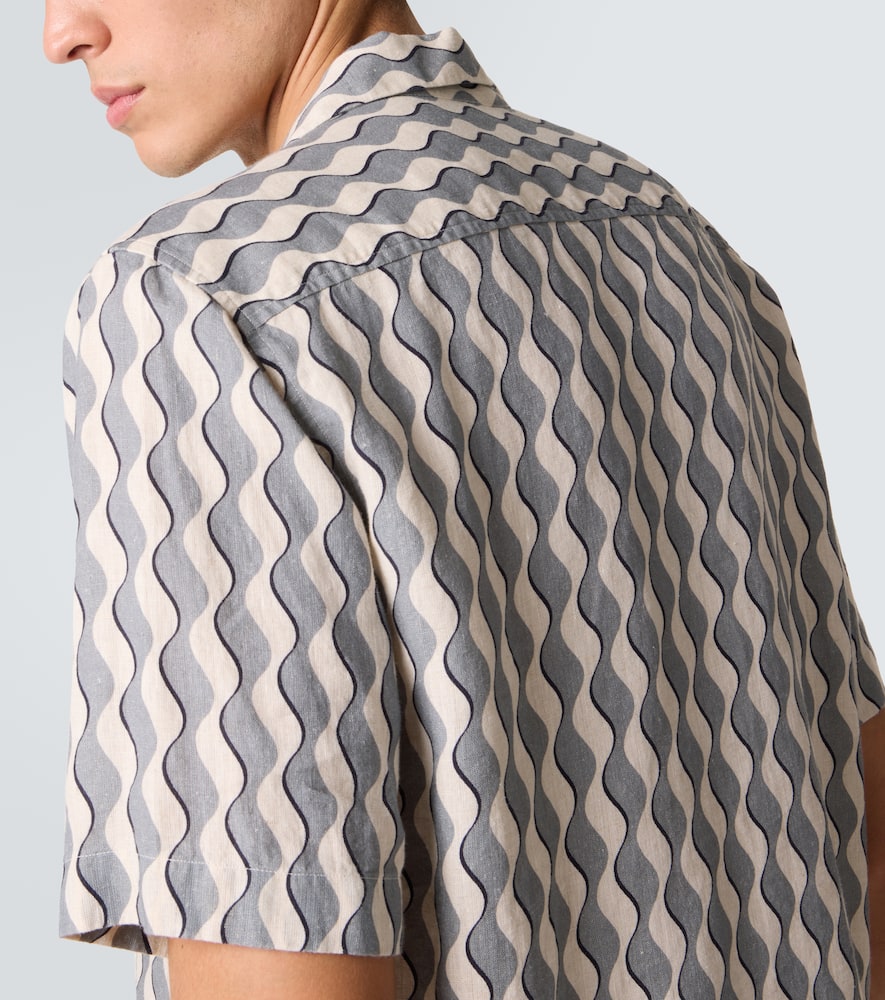 Roberto printed linen bowling shirt