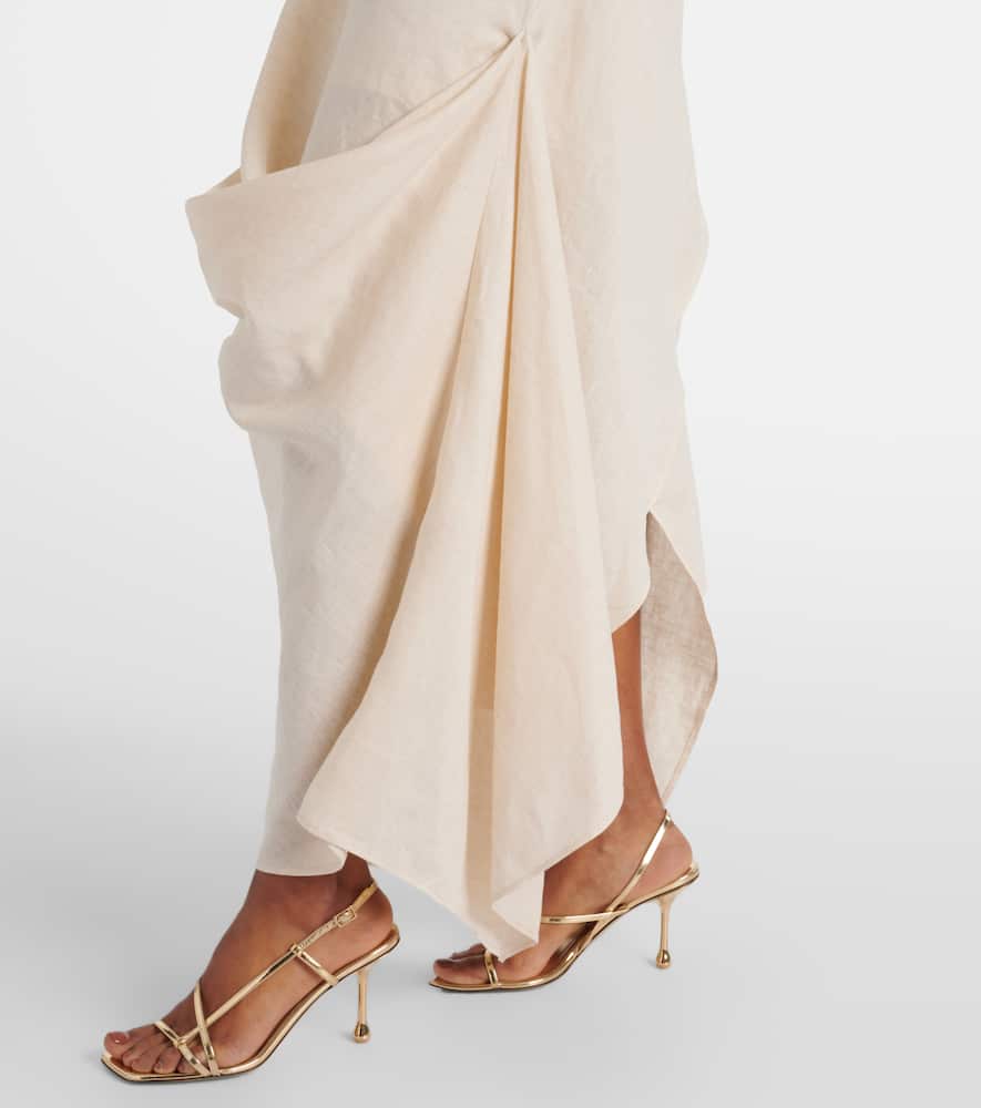 Caravaggio draped linen maxi dress