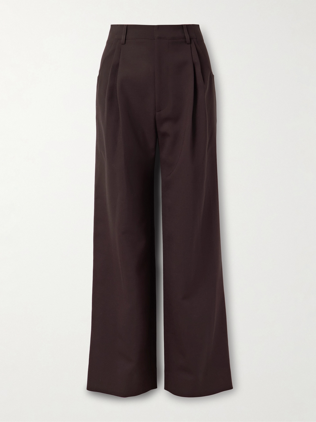 Annie Pleated Woven Wide-leg Pants - Purple