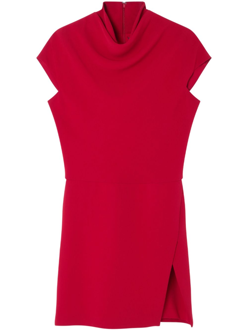 Draped front-slit mini dress - Red