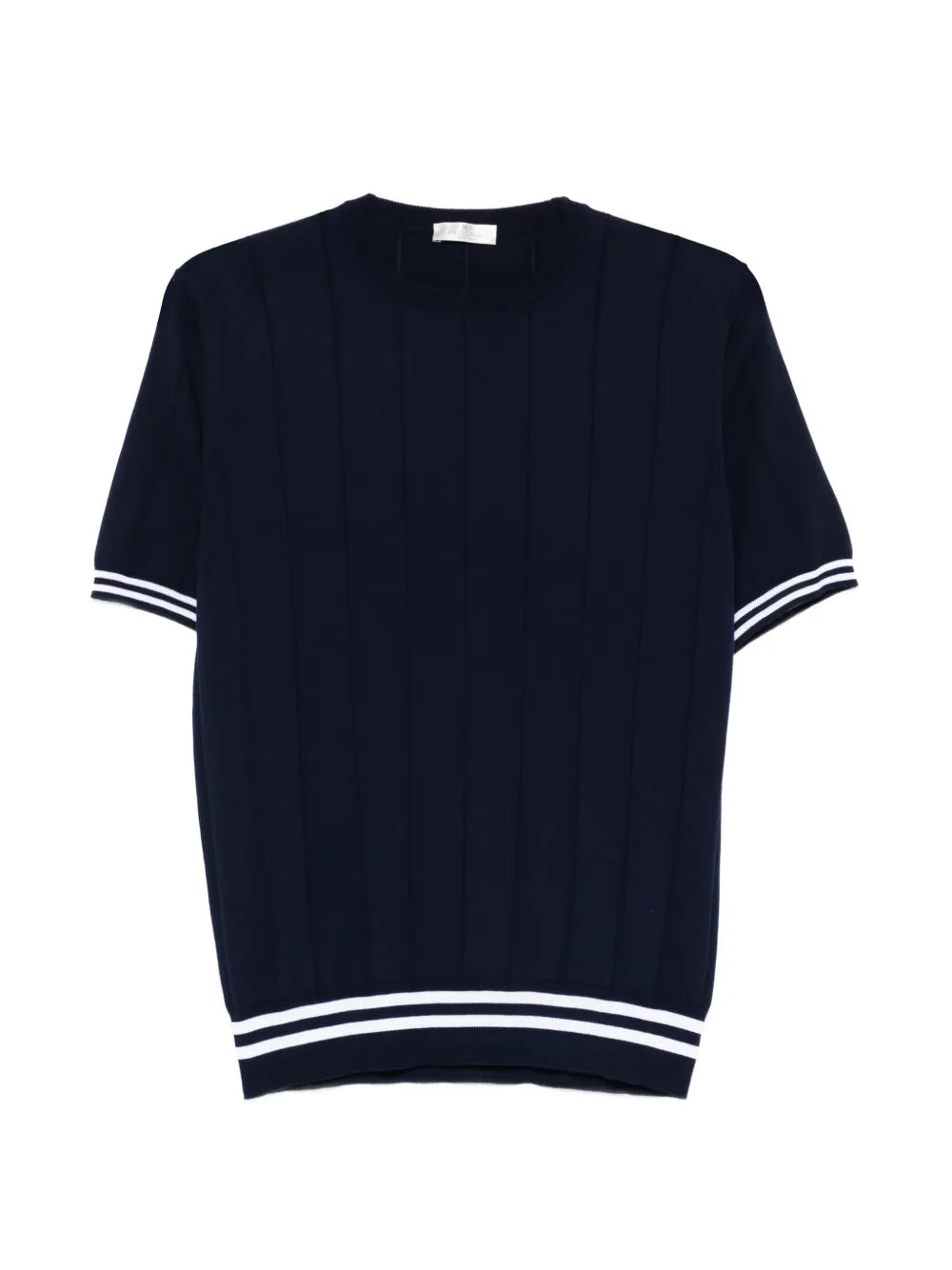 Striped Ribbed T-Shirt — Navy