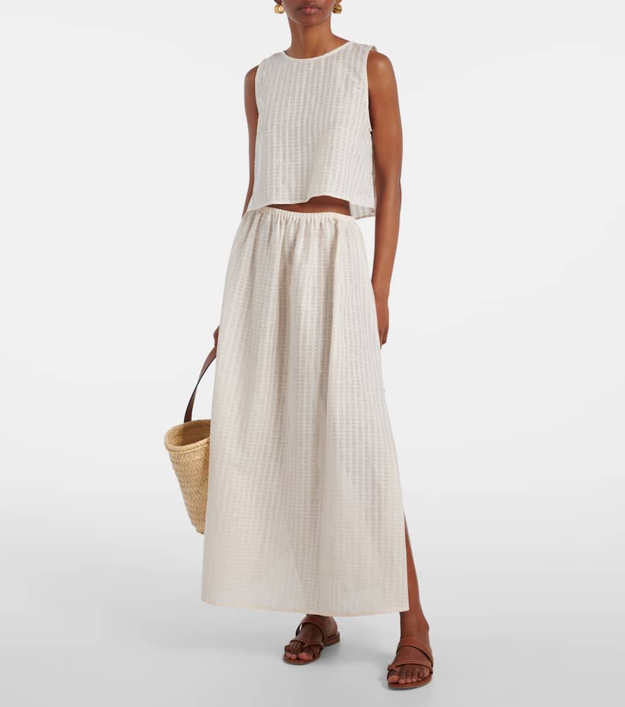 Kobe checked cotton and linen crop top