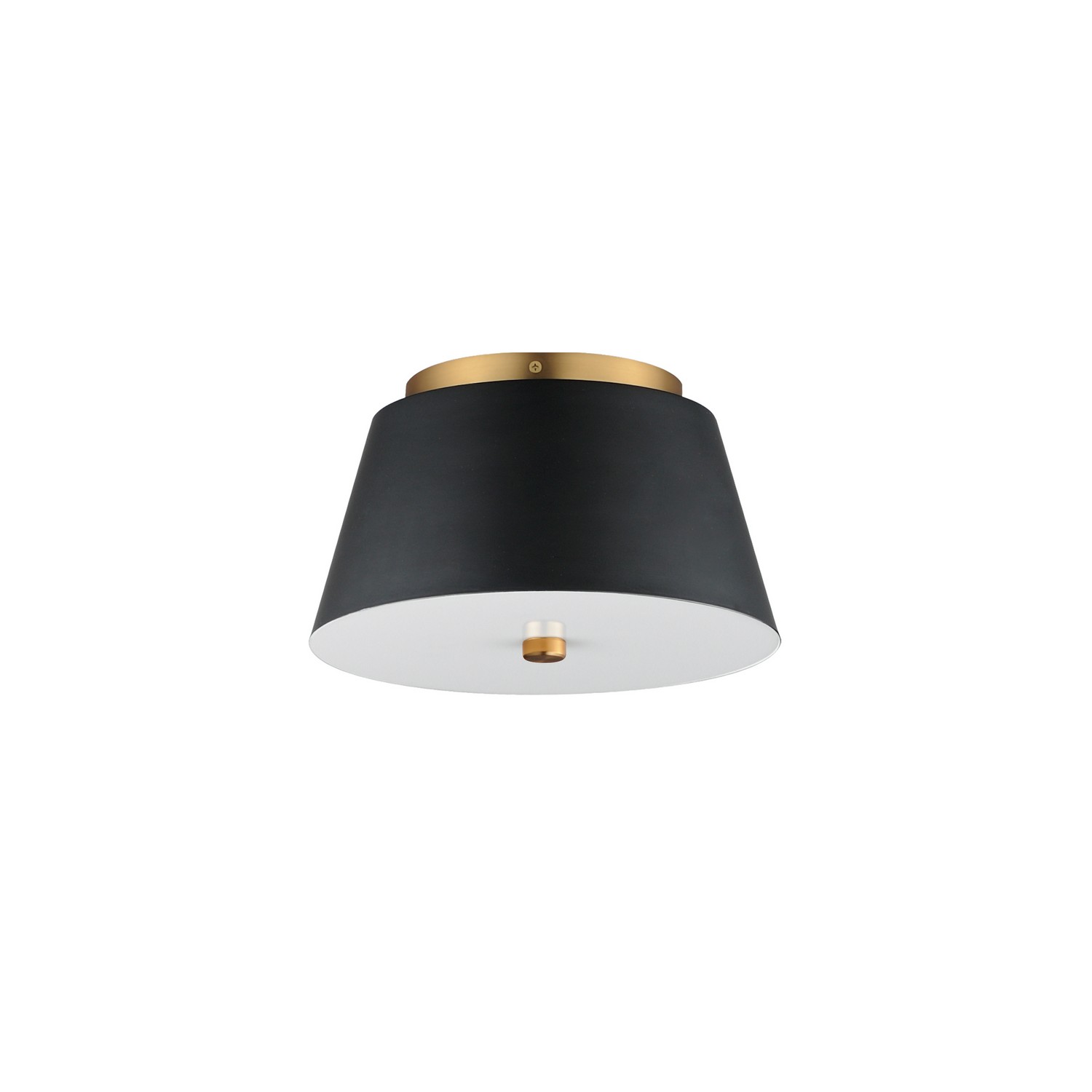 Miles 1-Light LED Flush Mount in Black with Natural Aged Bra