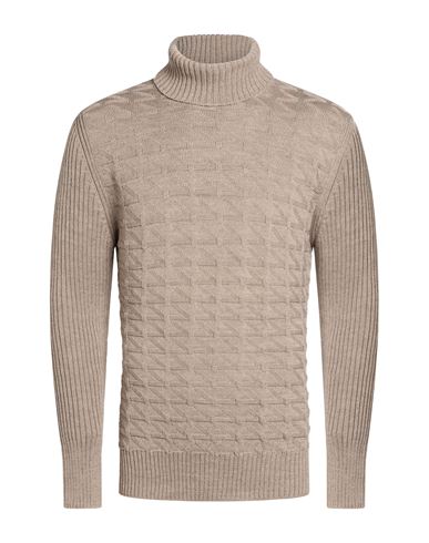 Man Turtleneck Taupe Size XL Merino Wool, Acrylic