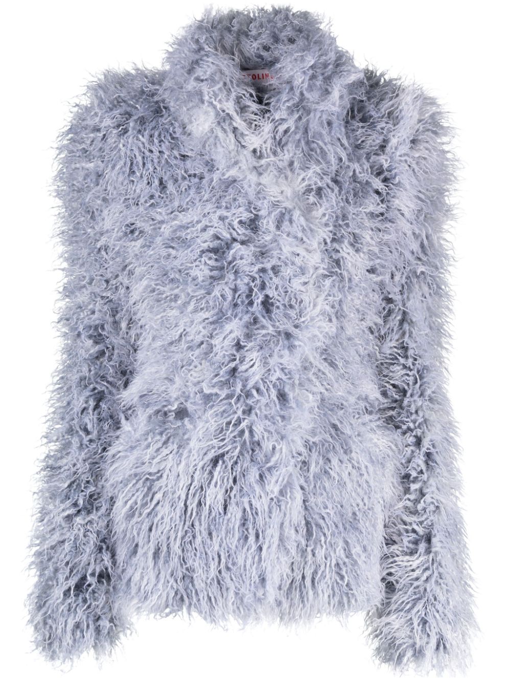 Single-breasted faux-fur jacket - Blue