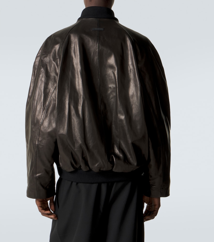 Leather bomber jacket