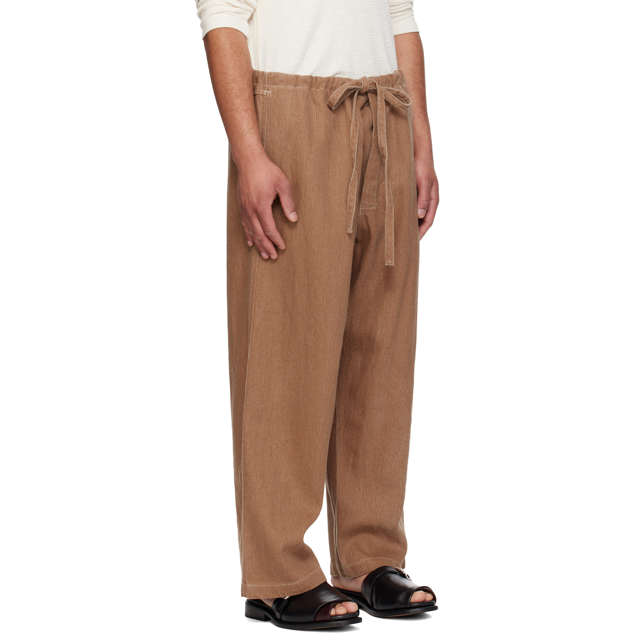 Brown Cropped Farm Trousers